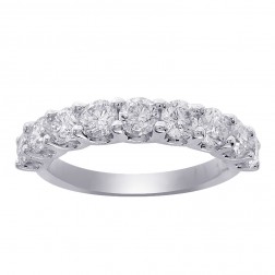 0.75 Carat Ladies 9 Stone Diamond Wedding Anniversary Band Ring 14K White Gold 