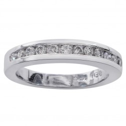 0.33 Carat Ladies Round Cut Diamond Wedding Band Ring 14K White Gold