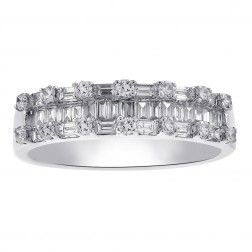 1.00 Carat Baguette and Round Cut Diamond Wedding Eternity Band in 14K White Gold