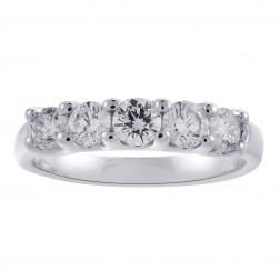 0.90 Carat Diamond Wedding Band 14K White Gold Ring