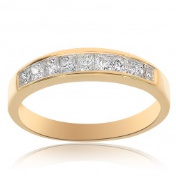 0.75 Carat Womens Princess Cut Diamond Wedding Band 14K Yellow Gold