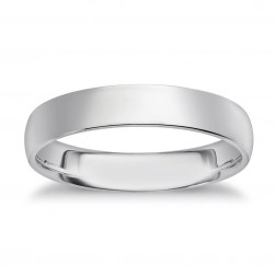 4.0mm 10K White Gold Comfort Fit Mens Band Ring