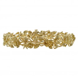 10.6mm Ladies 14K Yellow Gold Flower Link Bracelet