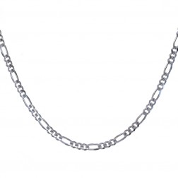 Figaro Link Chain Made In Italy 24" 14K White Gold