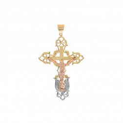 14K Tri Color Gold Coptic Crucifix Pendant
