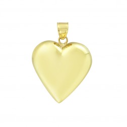 18K Yellow Gold 3D Heart Pendant Necklace