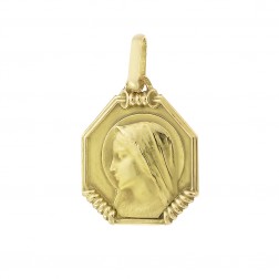 18K Yellow Gold Vintage Virgin Mary or Madonna Pendant Italy 1.2gr 