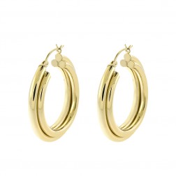 14K Yellow Gold Three Rings Dangle Hoop Earrings 5.9gram