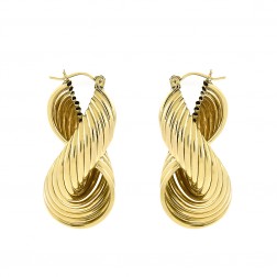 10K Yellow Gold Infinity Modern Twisted Dangle Hoop Earrings 13.8gram