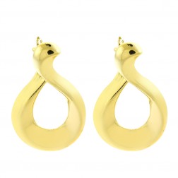 14K Yellow Gold Twisted Tear Drop Shaped Dangle Hoop Earrings 7.2 gram Italy