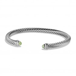 David Yurman Sterling Silver Cable Classics Bracelet Prasiolite & Diamond